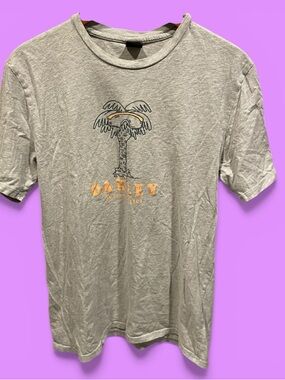 Gym gray Oakley Out of Office retro palm tree sunglass t-shirt short sleeve L